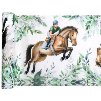 Dco de table Baptme  - Chemin de table - Hippique - Equitation - 30 cm x ... : illustration