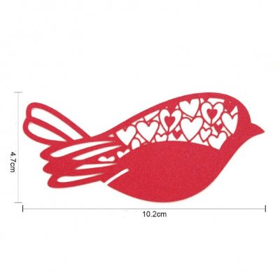Dco de table Baptme  - Marque place oiseau dentelle rouge x 10 pices : illustration