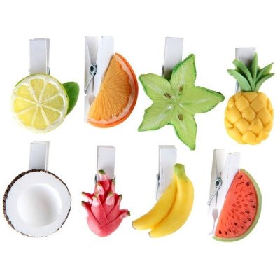 Dcoration de Table Mariage  - 8 Fruits exotiques sur pince en bois : illustration