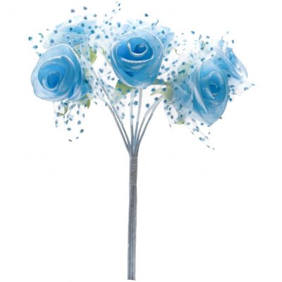 Dco de table Communion  - Fleurs artificielles et tulle  pois turquoise 12 ... : illustration