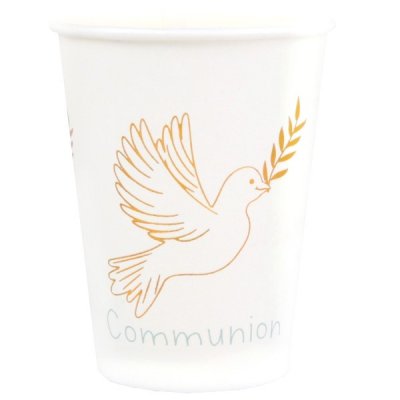 Dco de table Communion  - Gobelets thme Colombe : illustration