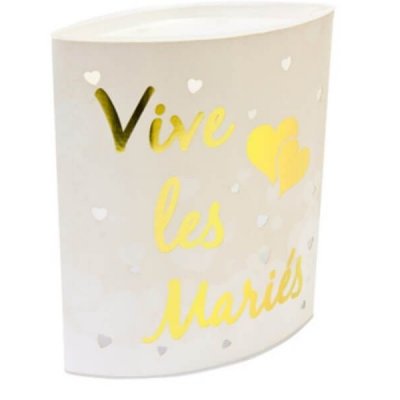 Dcoration de Table Mariage  - Centre de table LED Or - Vive les maris   : illustration