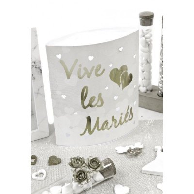 Dcoration de Table Mariage  - Centre de table LED Argent - Vive les Maris  : illustration