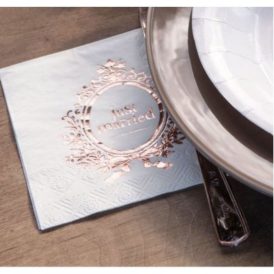 Mariage thme Just Married  - 20 Serviettes de table 