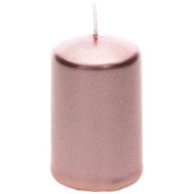 Dcoration de Baptme  - Petite bougie cylindrique 6 cm - Mtal Rose Gold : illustration