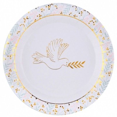 Dcoration de Communion  - Assiettes jetable thme Colombe : illustration