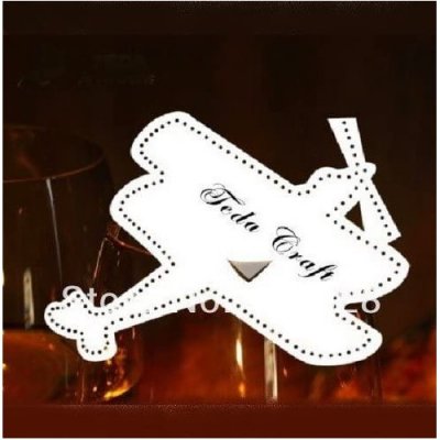 Dcoration de Table Mariage  - 10 Marque-places avion rtro blanc perl  : illustration