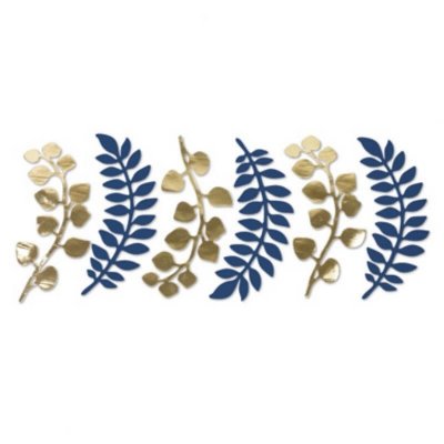 Dco de table Baptme  - 6 Feuilles de Fougres et d'Eucalyptus - Bleu Marine ... : illustration