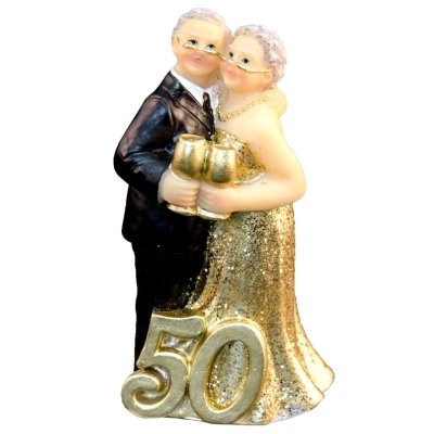 Decoration Mariage  - Couple de mariés Noces d'Or Figurine 50 Ans de Mariage  : illustration