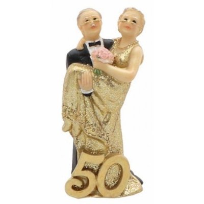 Mariage thme or  - Figurine mariage Noces d'Or - Marie dans les bras : illustration