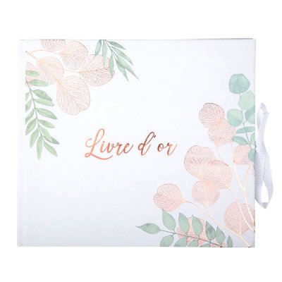 Dcoration de Fte, Anniversaire, Mariage, Baptme  - Livre d'Or - Botanique et Rose Gold : illustration