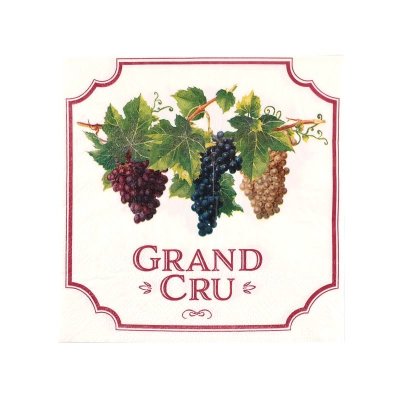 Mariage thme vin et vigne  - 20 serviettes Viticole Grand Cru : illustration