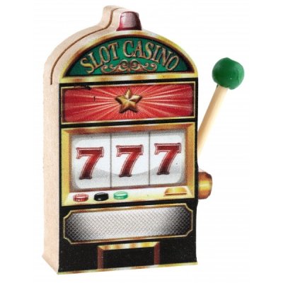 Decoration Mariage  - Marque-place en bois casino - machine à sous : illustration