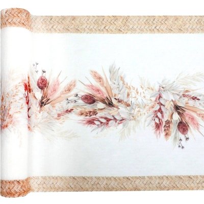 Decoration Mariage  - Chemin de table romance motif fleurs séchées 3 m : illustration