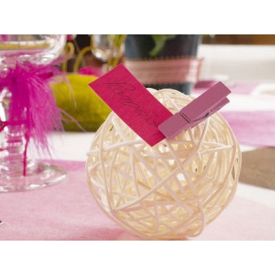 Dcoration de Table Mariage  - 9 Boules rotin blanches 3, 4, 5 cm  : illustration