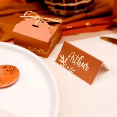 Mariage thme Coachella  - 10 marque-placejJolis brins Terracotta 8  x 4 cm : illustration