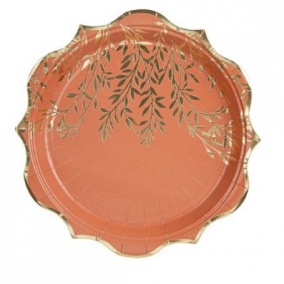 Mariage thme Coachella  - 8 assiettes carton Terracotta Jolis Brins or  : illustration