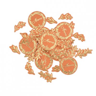 Dcoration de Fte, Anniversaire, Mariage, Baptme  - 100 Confettis de table Terracotta Jolis Brins Or : illustration