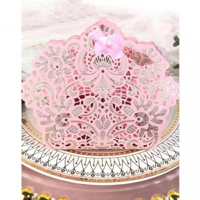 Mariage thme With Love  - 5 Botes  drages dentelle rose  : illustration