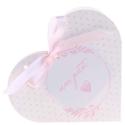 Dcoration de Communion  - 6 Botes Drages Baptme Coeur Nacr rose  : illustration