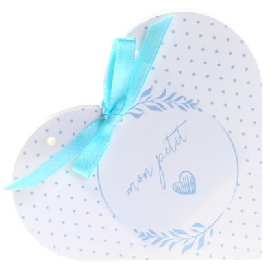 Boite de Drages  - 6 Botes Drages Baptme Coeur Nacr bleu ciel : illustration