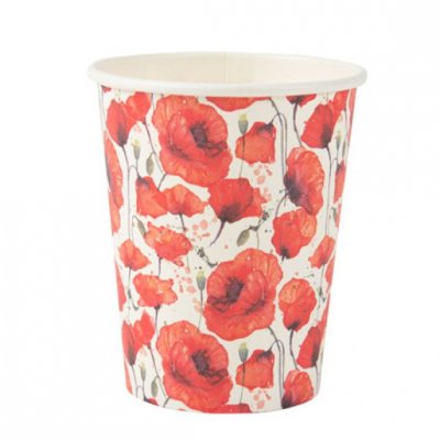 Dcoration de Table  - 8 Gobelets en carton Coquelicot Theme Poppy : illustration