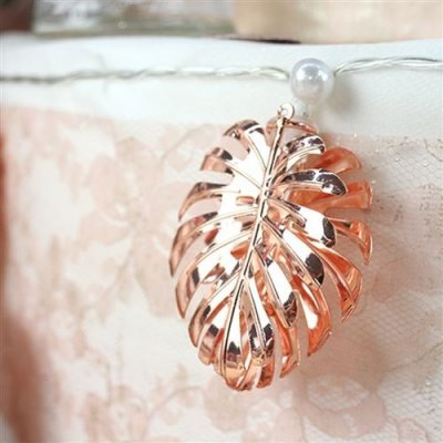 Decoration Mariage  - Guirlande de feuille lumineuse Rose Gold 10 led 165cm : illustration