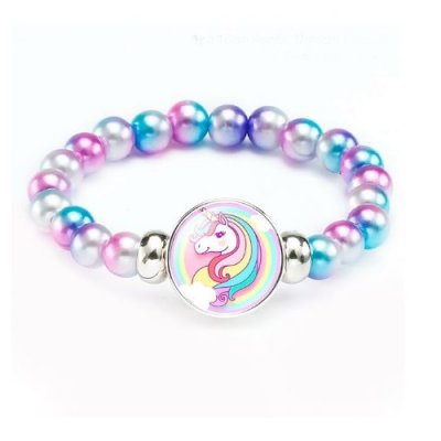 Thme licorne  - Bracelet Licorne - Perles Rondes Irises  : illustration