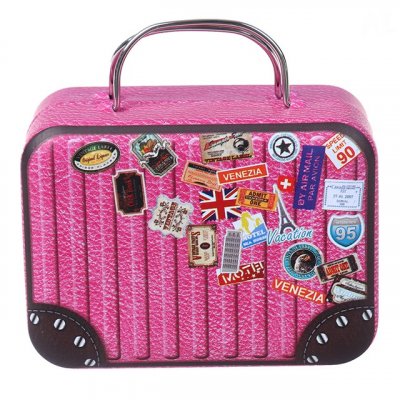 Boite de Drages  - 5 Botes drages mini valises en mtal fuchsia : illustration