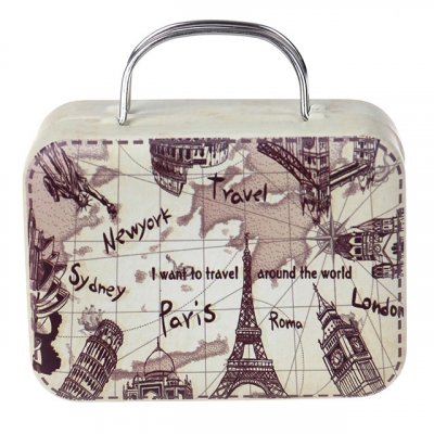 Boites de drages en mtal  - 5 Botes drages mini valises en mtal Travel : illustration