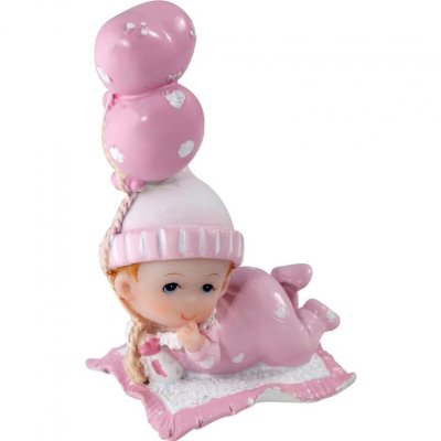 Figurines de Baptme  - Figurine baptme bb fille allonge sur un tapis : illustration