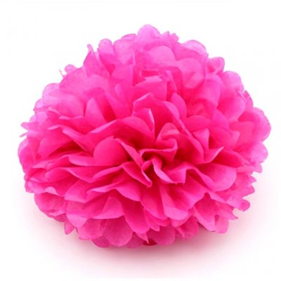 Mariage thme With Love  - Boule pompon papier de soie Fuchsia 20 cm : illustration