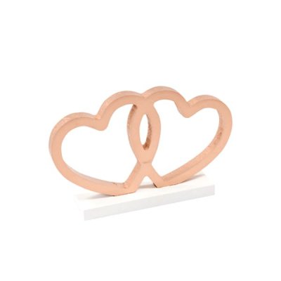 Centre de table  - Centre de table - Coeurs enlacs en bois Rose gold ... : illustration