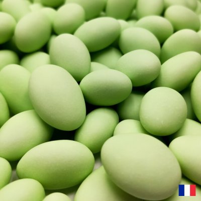 Dragées  - Dragées 45 % amandes avola dauphine vert tilleul 250 ... : illustration
