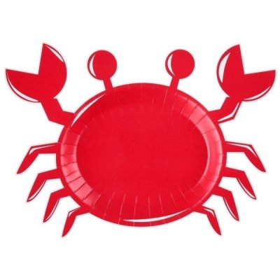 Mariage thme mer  - Assiettes Crabe Bord de Mer Rouge x 10 : illustration