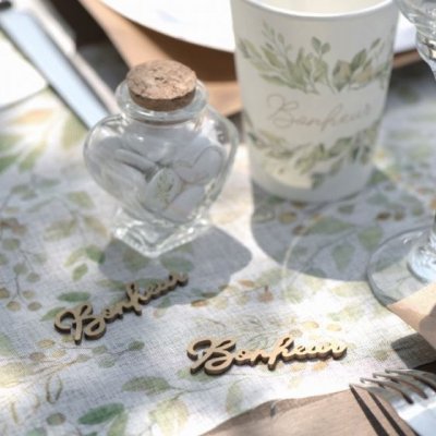 Dcoration de Table Mariage  - Confettis de table en bois -  Bonheur x 10 Pices : illustration