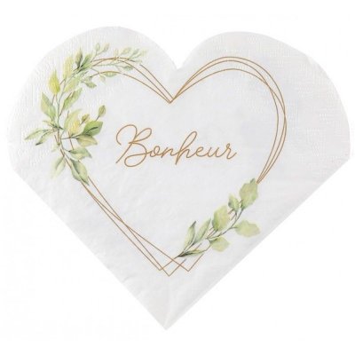 Dcoration de Table Mariage  - 20 Serviettes papier  Bonheur 33 x 33 cm.   : illustration