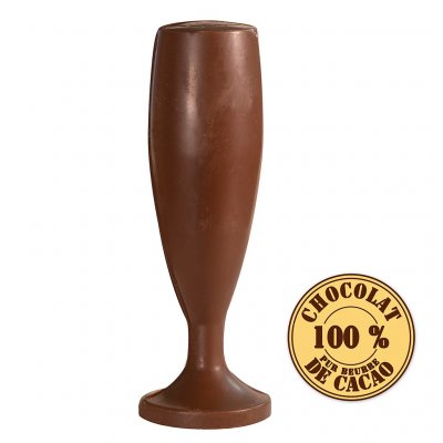 Dco de table Baptme  - Flute champagne en chocolat au lait 100 Gr : illustration