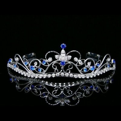 Bijoux de Mariage  - Diadme Mariage Argent Rhodi Cristal Bleu Royal 
