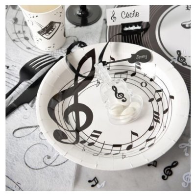 Dcoration de Table  - Assiettes jetable - Thme Musique 23cm x 10 pices : illustration