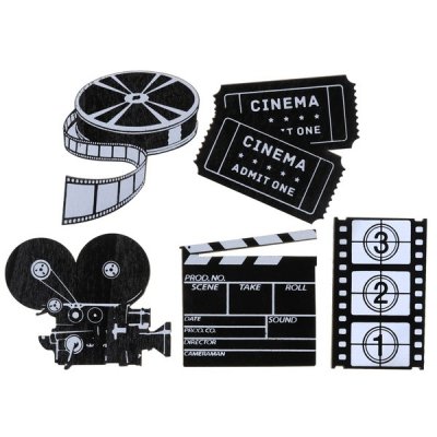 Dcoration de Table Mariage  - 10 Confettis de table en bois - The Cinema : illustration