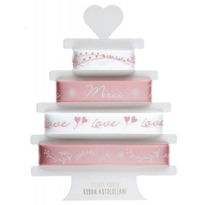 Mariage thme conte de fe  - Ruban autocollant 'Merci' et 'Love' en blanc et blush ... : illustration