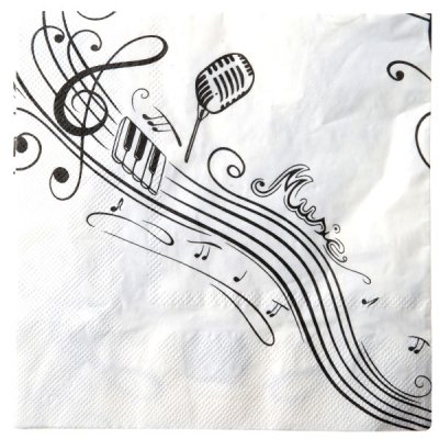 Decoration Mariage  - 20 Serviettes de table jetable - Note de musique  : illustration