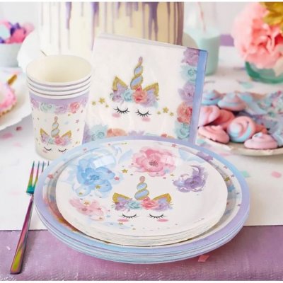 Gobelets jetables  - Lot de 40 pices - Motif licorne : illustration