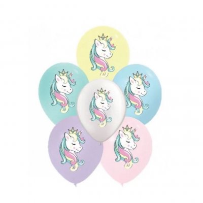 Decoration Mariage  - Ballon imprim Licorne 30 cm x 6 pices : illustration