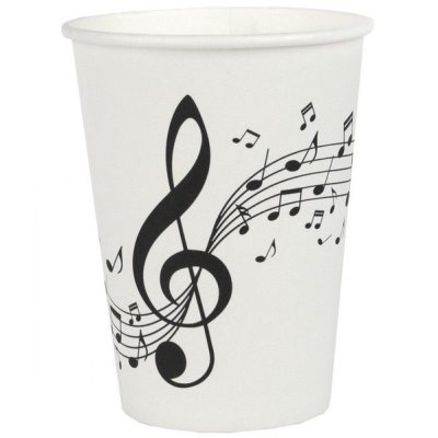 Dcoration de Fte, Anniversaire, Mariage, Baptme  - 10 Gobelets en carton 27 cl  - Thme Musique  : illustration