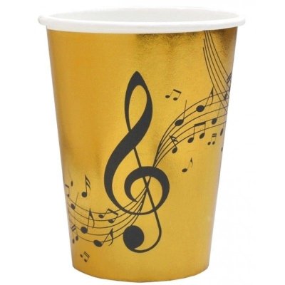 Gobelets jetables  - 10 gobelets en carton musique - Disque d'or -  : illustration