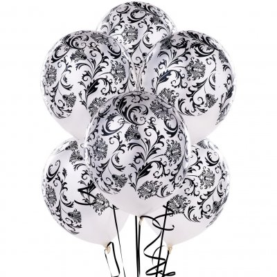 Ballon mariage  - Ballon baroque blanc Dcoration mariage (lot de 5) : illustration