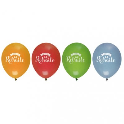 Ballon mariage  - 8 Ballons latex retraite multicolores  : illustration