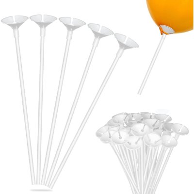 Dco de table Communion  - 10 tiges blanches attache ballons : illustration